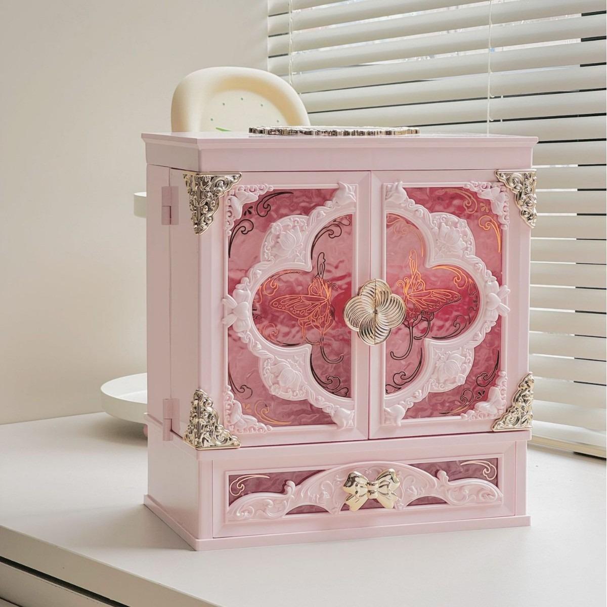 "Butterflies & Blossoms" Luxury Vanity Table Set - An Elegant Makeup Dresser with Mirror, Exquisite Gift Box for Her, Makeup Vanity Desk