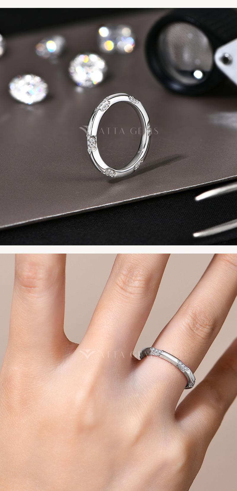 Classic D Color Lab-Created Moissanite Ring Jewelry for Women Unisex Wedding Band Daily Wear Lady's Gift for Her Perfect Ring R242