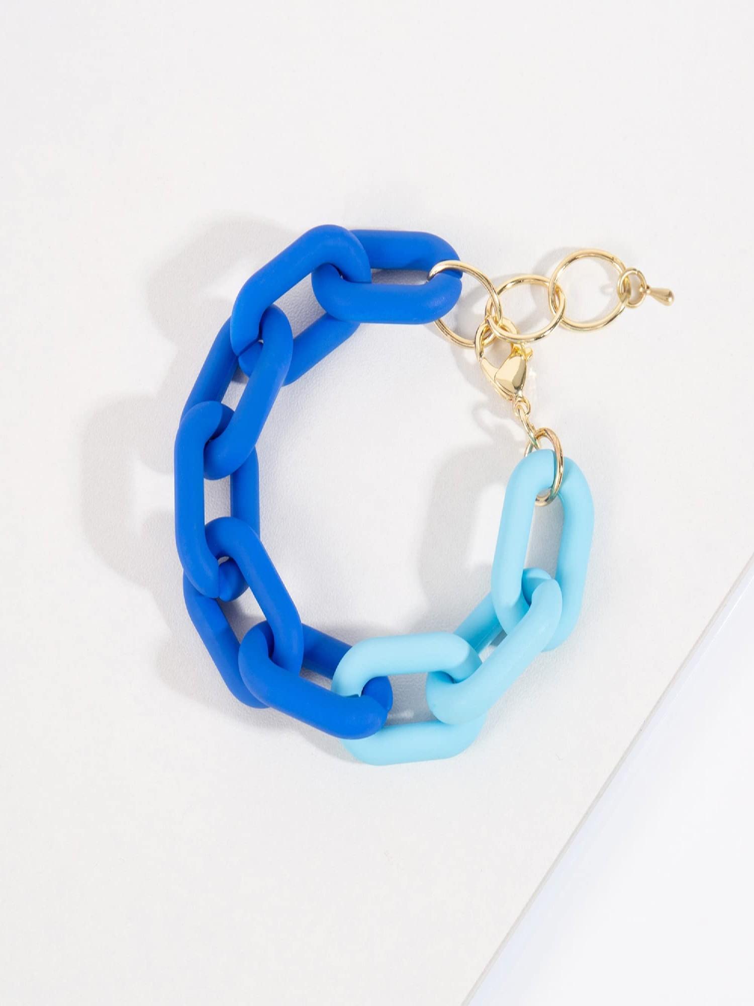 Chunky Colourful Resin Chain Bracelet for Women, Neon Plastic Rainbow Jewelry, Y2K Dopamine Aesthetic, Beach Party Bangle, Gift Box Pack