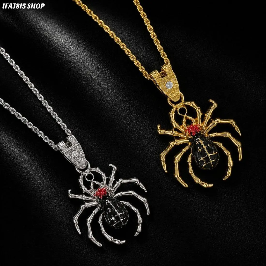 Gothic Spider Pendant Necklace for Men, Hip Hop Dark Aesthetic Alloy Chain Jewelry, Dripping Animal Statement Pendant, Vintage Streetwear Style Accessory for Rap Fashion, Party, Festival and Everyday Outfits