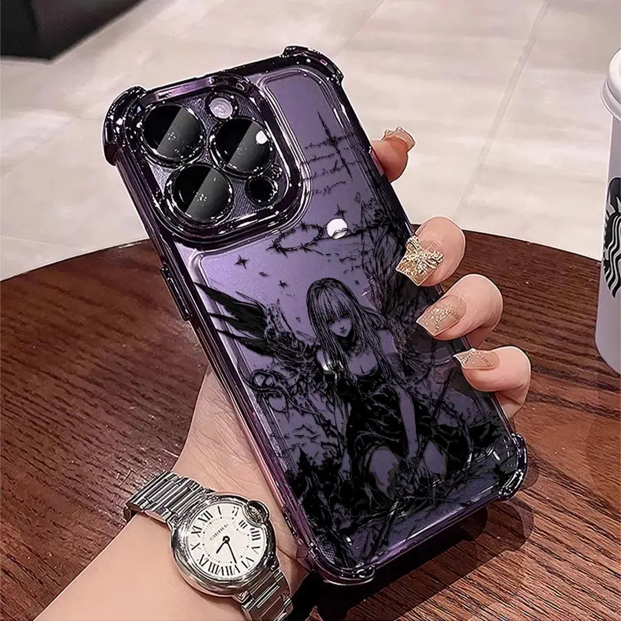 Phone Case - 1, Dark Angel Gothic Art Phone Case, Compatible with Apple iPhone 11 12 13 14 15 16 17 Promax XS X Xs Max Shockproof Transparent Case, Retro Fashion, Gift to Friends or Yourself