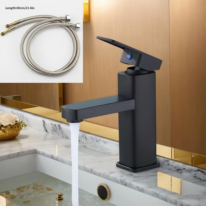 Plastic Cold Hot Water Faucet Set, Includes Two 60cm Supply Pipes, Bathroom Sink Faucet, Splash-Proof Dual Control, Adjustable Temperature, Kitchen Sink Faucet, Faucet Combo, Faucets for Bathroom Sinks