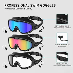 New Large Frame Swim Goggles, Adult HD Anti-fog Electroplated Glasses, Silicone UV Protection Goggles