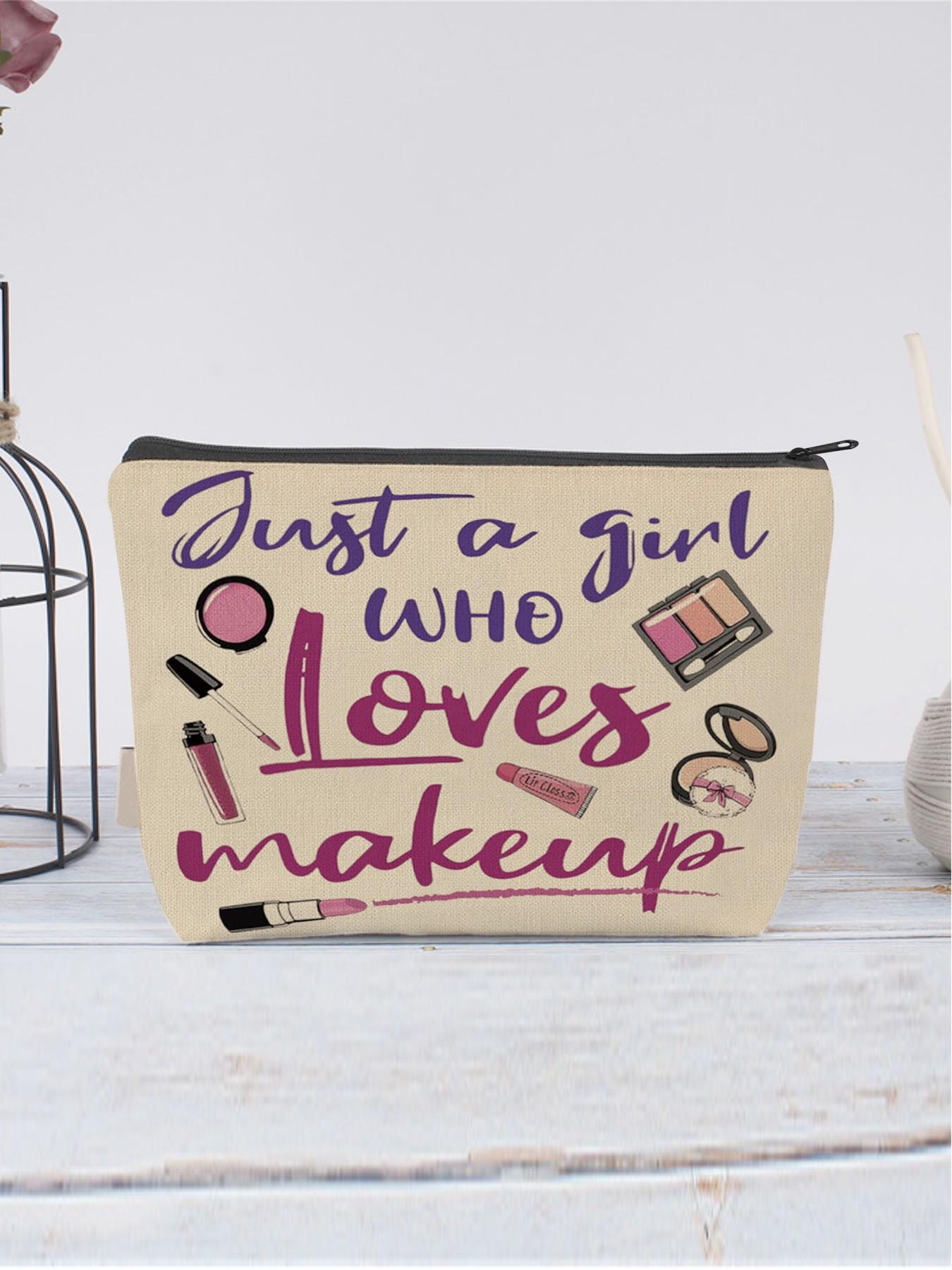 Makeup Bag Organizer for Cosmetics Brushes Beauty Essentials, Ideal Gift for Makeup Lovers, Casual Style All Season Use