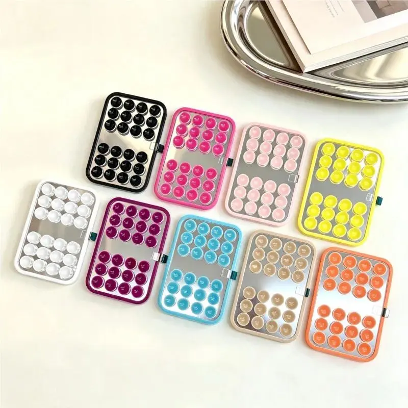 Portable 24Pcs Square Suction Cups Phone Case with Mirror New Silicone Hands Free Wall Stand for Selfies Videos Kit Set