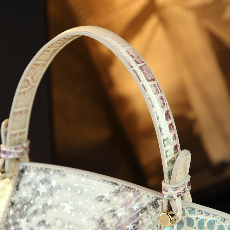 Vibrant Snake Print Crocodile Pattern Handbag, Luxurious Single Shoulder Bag, High-End Commuter Crossbody Bag, Versatile Locking Female Bag