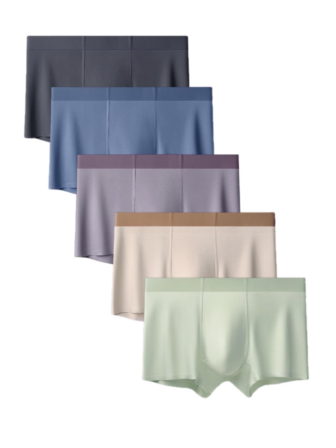 Men's Modal Underwear Minimalist Seamless Solid Thin Japanese Basic Silky Style Business Luxury Casual High Stretch No Chafing Breathable Antibacterial Quick-Drying Skin-Friendly No Ride-Up No Stuffiness for Big Guys Office Workers Gym 3/5/7 Packs