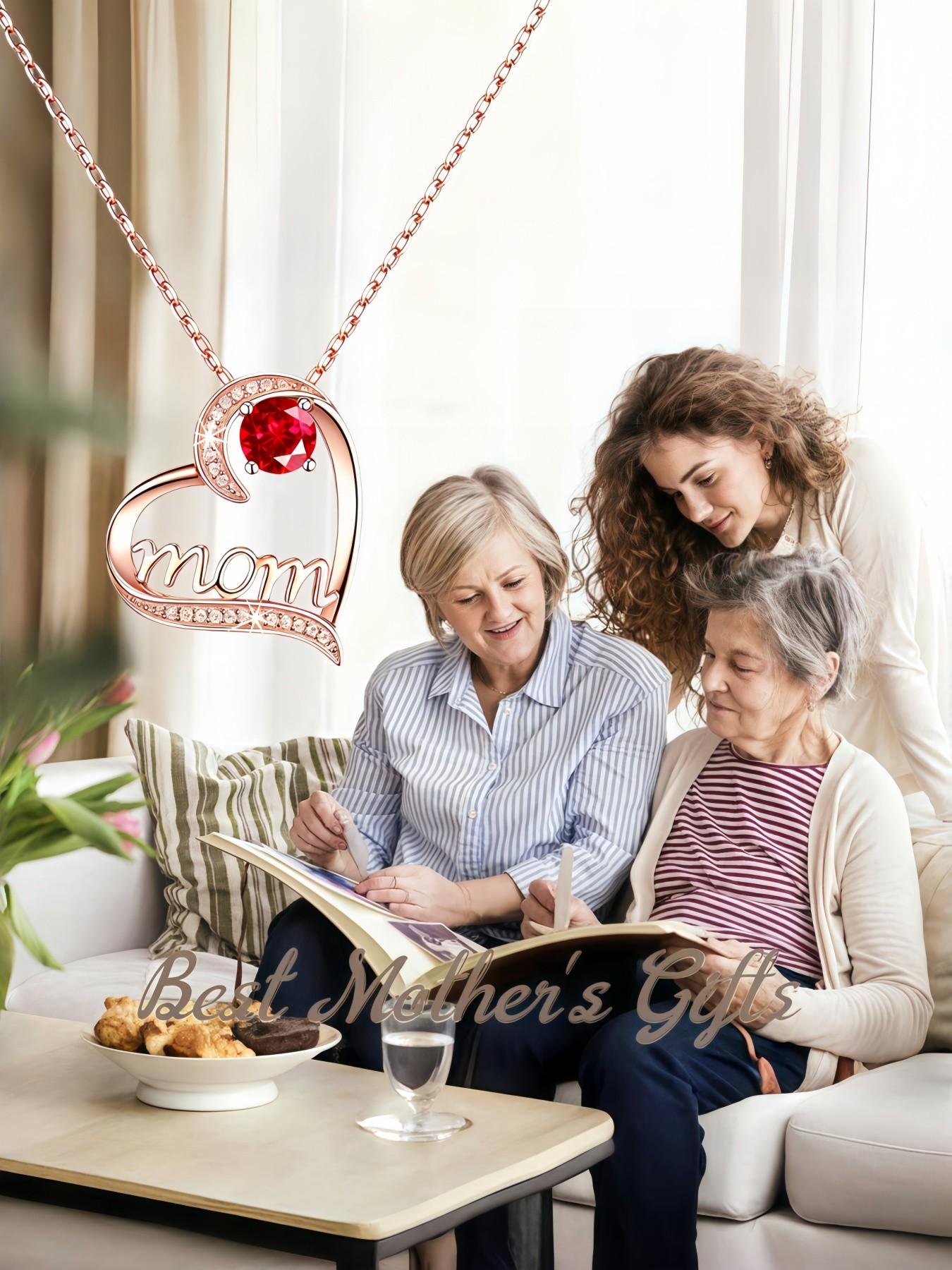 Eternal Maternal Love • Mother's Day Necklace Heart-shaped MOM rose gold gem necklace, light luxury & high-end.Paired with a preserved rose & teddy bear jewelry gift box.Perfect mysterious gift for birthdays, Valentine’s Day, Mother’s Day and Christmas.