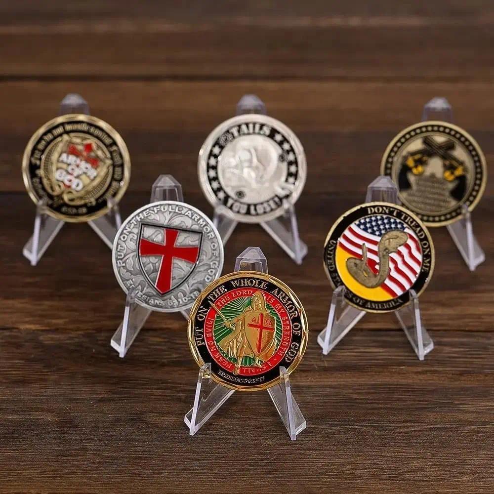 50pcsMini Clear Acrylic Photo Frame Display Stand Elegant Coin Display Stand suitable for baseball card sports trading card display stand Desk Accessories Coins Organizer