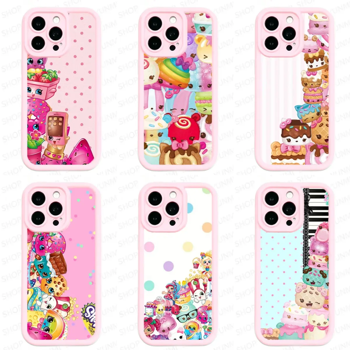 Shopkins Sweet Dessert & Cupcake Tower Style | Cute Candy Food Characters & Colorful Graphic | Y2K Kidcore Kawaii Aesthetic Phone Shell | for iPhone 17/16/15/14/13/12/11ProMax Plus for Samsung phones, suitable for both men and women, Perfect Gift for Wome