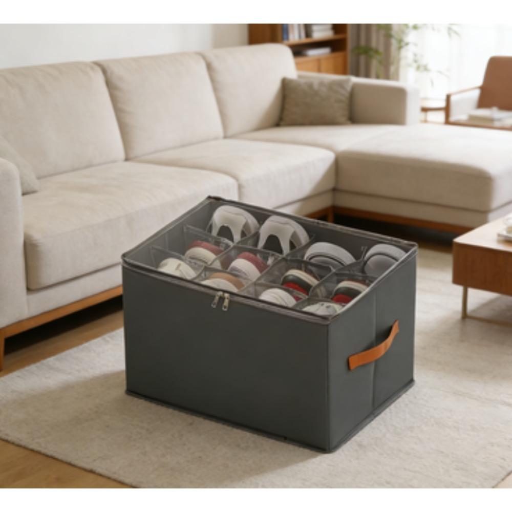Collapsible Covered Shoe Storage - Dustproof Storage Box for Shoes, Clothes and Accessories - Multifunctional Home Organization Solution, Rectangular, Flip-Top Closure, Shoe Storage Box