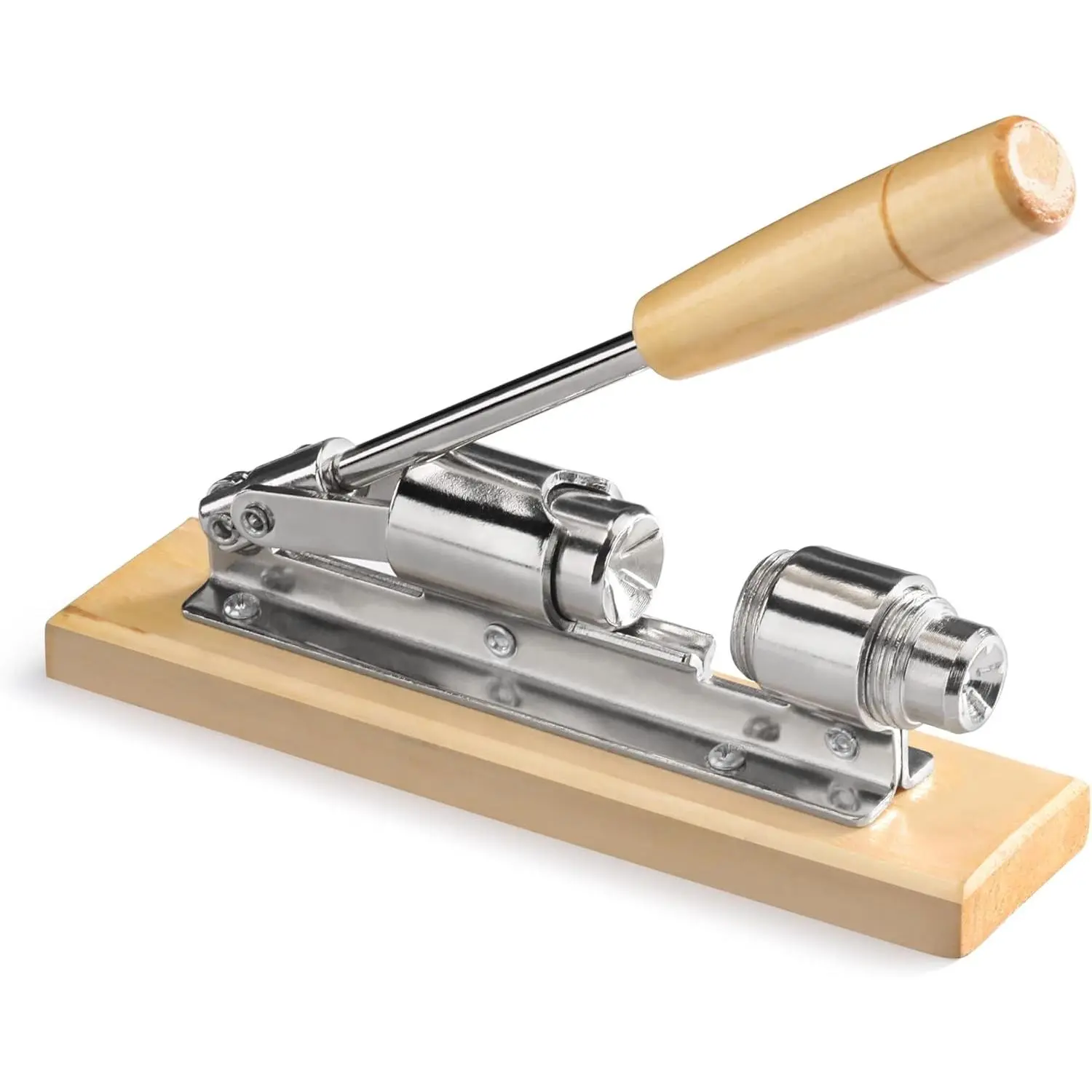 28003 Heavy Duty Pecan Nut Cracker, Nickel-plated Steel with Wood Base