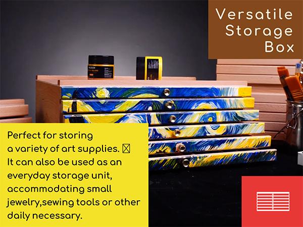 MEEDEN Art 6-Drawer Artist Supply Storage Box, Natural, Walnut, Dark Walnut,Gift