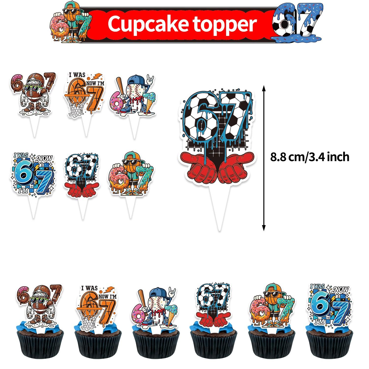 32-Pieces 67 Sports Theme Birthday Party Decoration Set, Party Event Props, Includes Banner, Balloons, Cake Topper, Backdrop, Perfect for Birthdays