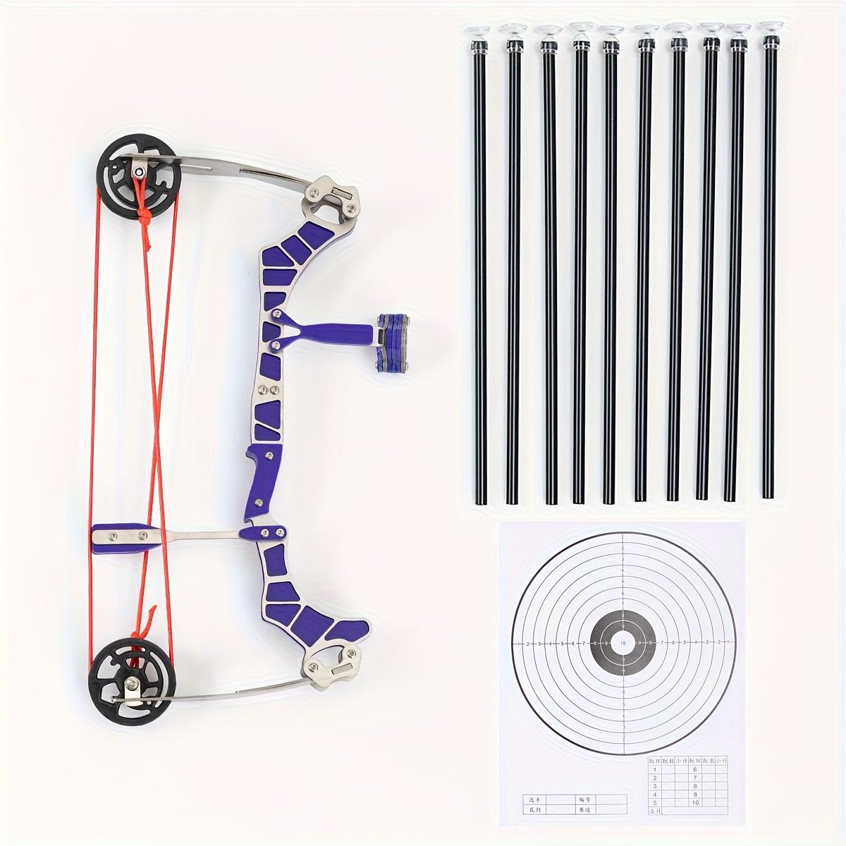 Multifunctional 9.44 Inch Mini Bow Set, Stainless Steel Material, Suitable for Both Hands, Outdoor Fun and Practice, Includes 10 Arrows and Target