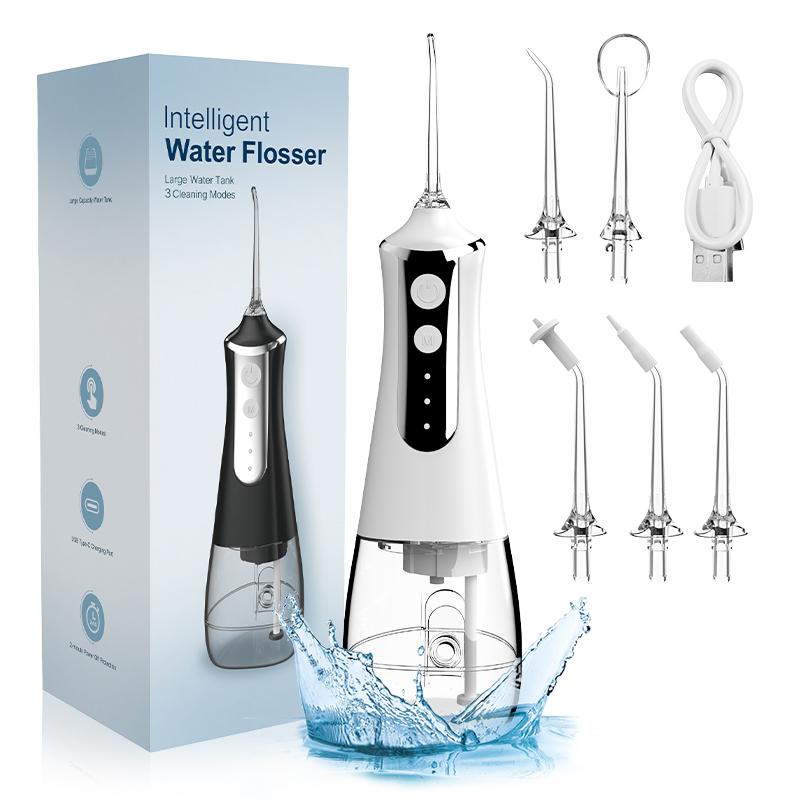 Portable Oral Irrigator 300ML, 3 Modes & 5 Nozzles, Rechargeable Water Flosser, Electric Dental Floss Machine, Cordless Water Flosser, Travel-Friendly Design
