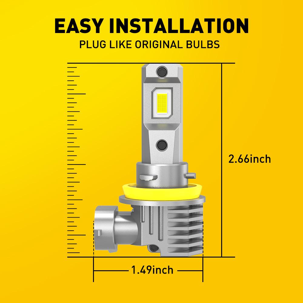 AUXITO H11 H8 H16 LED Fog Light Bulbs, Headlight Bulbs, 600% Brightness 6500K Cool White Driving Fog lights, 1:1 Mini Size Front headlight Lamps, Non-polarity, Play and Plug (Pack of 2) AUXITO H11 H8 H16 LED Fog Light Bulbs, Headlight Bulbs, 600% Brightness 6500K Cool White Driving Fog lights, 1:1 Mini Size Front headlight Lamps, Non-polarity, Play and Plug (Pack of 2)