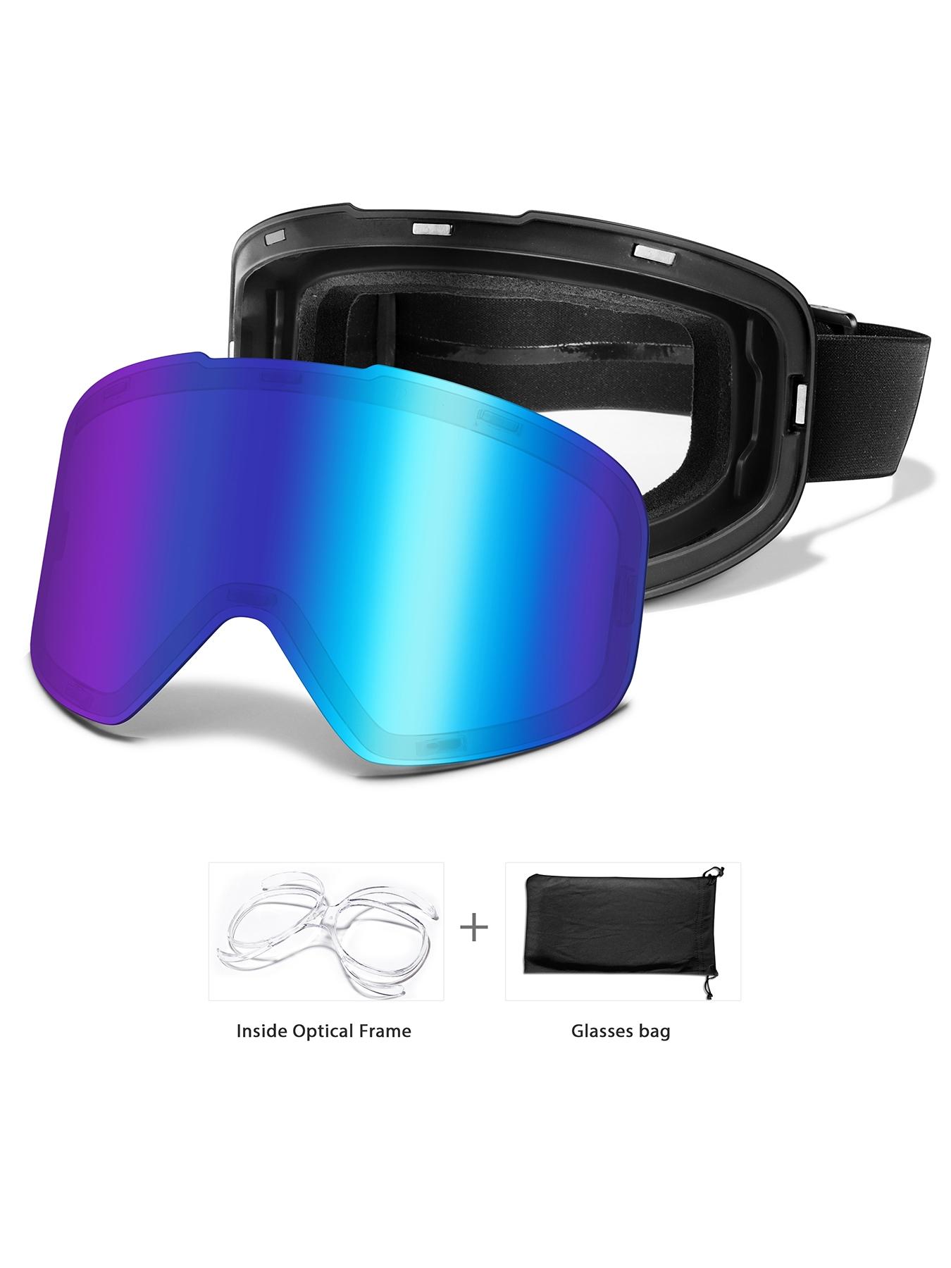 Ski Goggles with Uv400 Protection, Anti-Fog, Interchangeable Magnetic Lenses, OTG-Friendly, Frameless Design, Snowboarding Gear for Men & Women