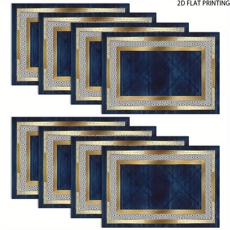 2D flat printing, 2-piece/4-piece/6-piece/8-piece geometric pattern series decorative placemats, placemats - suitable for dining tables and coffee tables, brand new high-quality placemats, heat-resistant mats