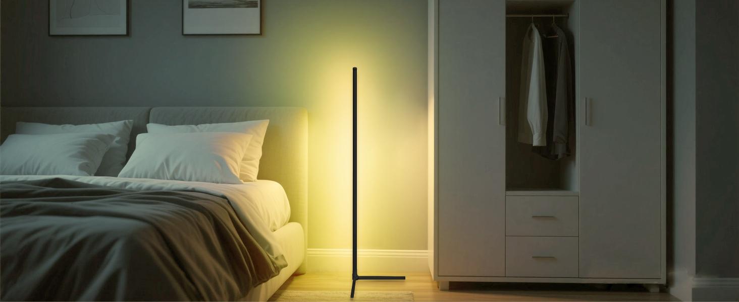 LED Corner Lamp, RGB Corner Floor Lamp with APP and Remote Control, 16 Million Colors & 300+ Scene Color Changing Ambience Light with Music Sync for Living Room, Bedroom, Gaming Room, Remote Floor Lamps