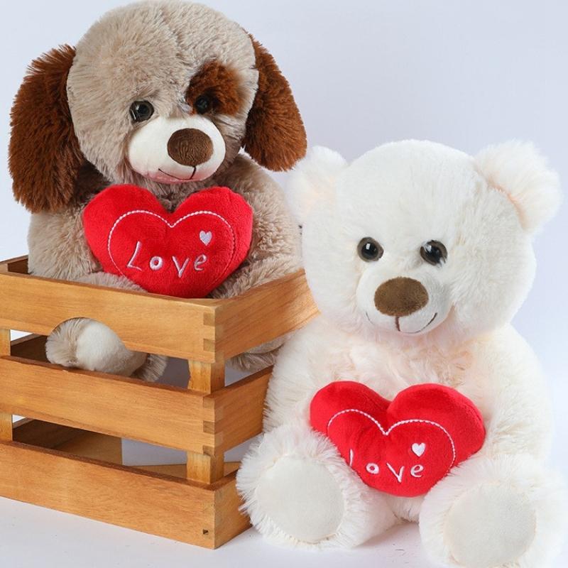 Love Teddy Bear with Heart, Soft Adorable Stuffed Plush Bear Doll Animal Toy, Perfect Gift for Her Girlfriend Mom Kids, Unisex Present