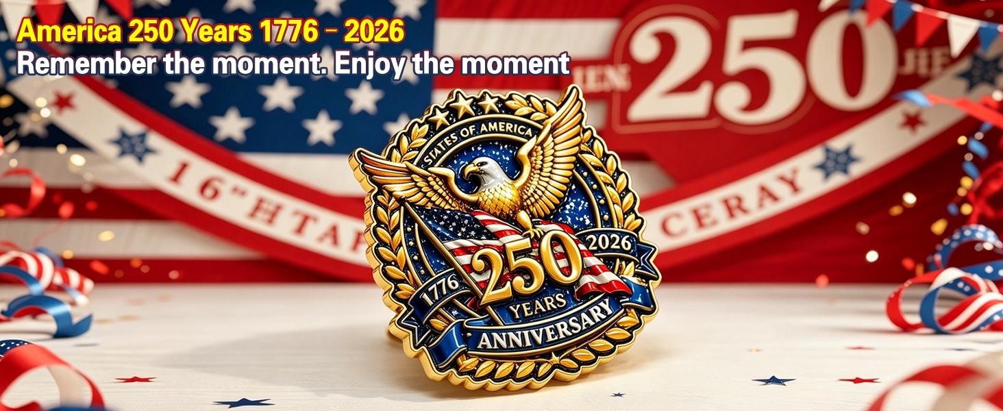 250th Anniversary Commemorative Coins Metal Badges Party Favors Souvenirs, Collectible Memorabilia Gifts for Celebrations