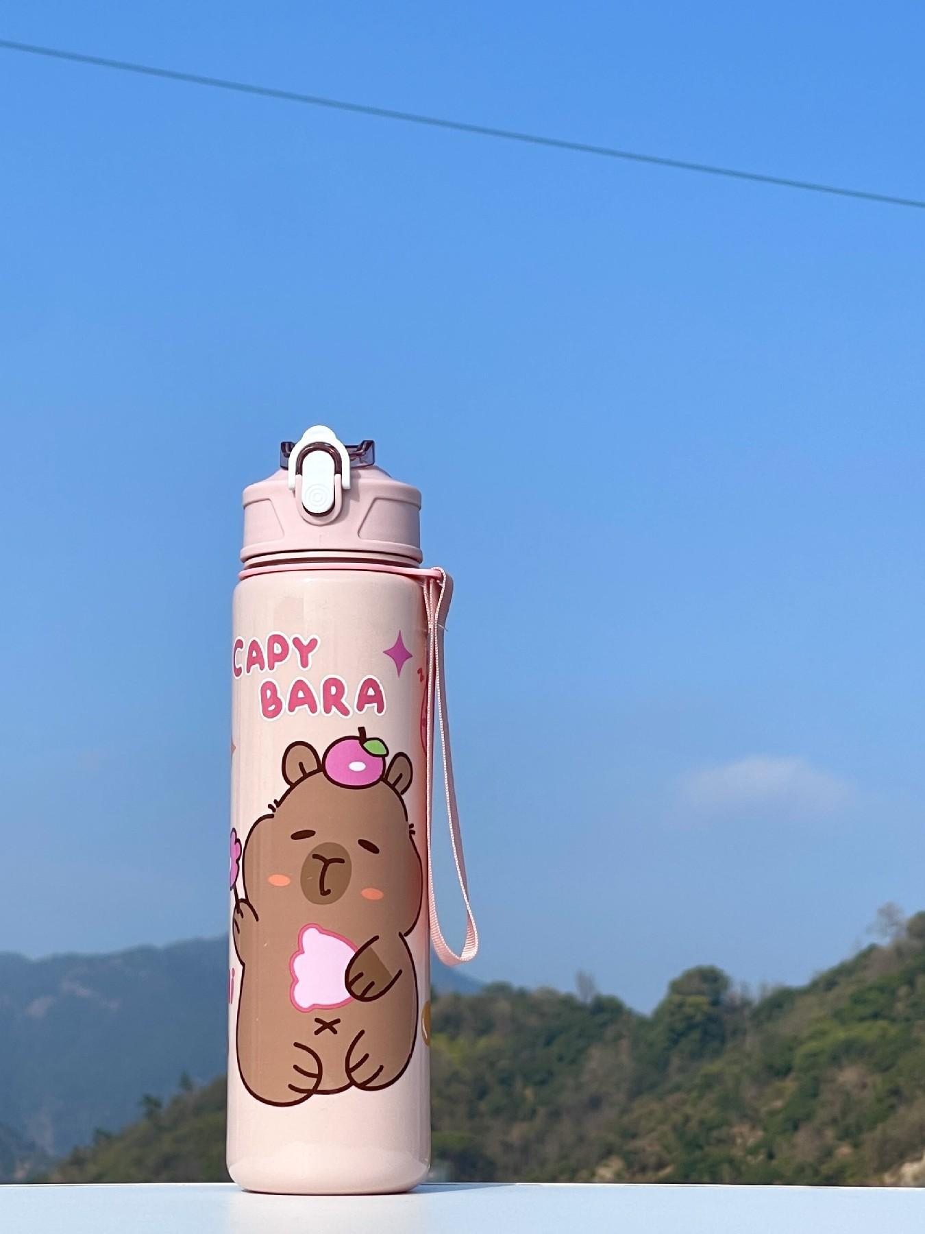 Cute Cartoon Pattern Capybara Thermos Cup, Portable Insulated Water Bottle, Fun Design for Daily Use, Perfect Gift Idea
