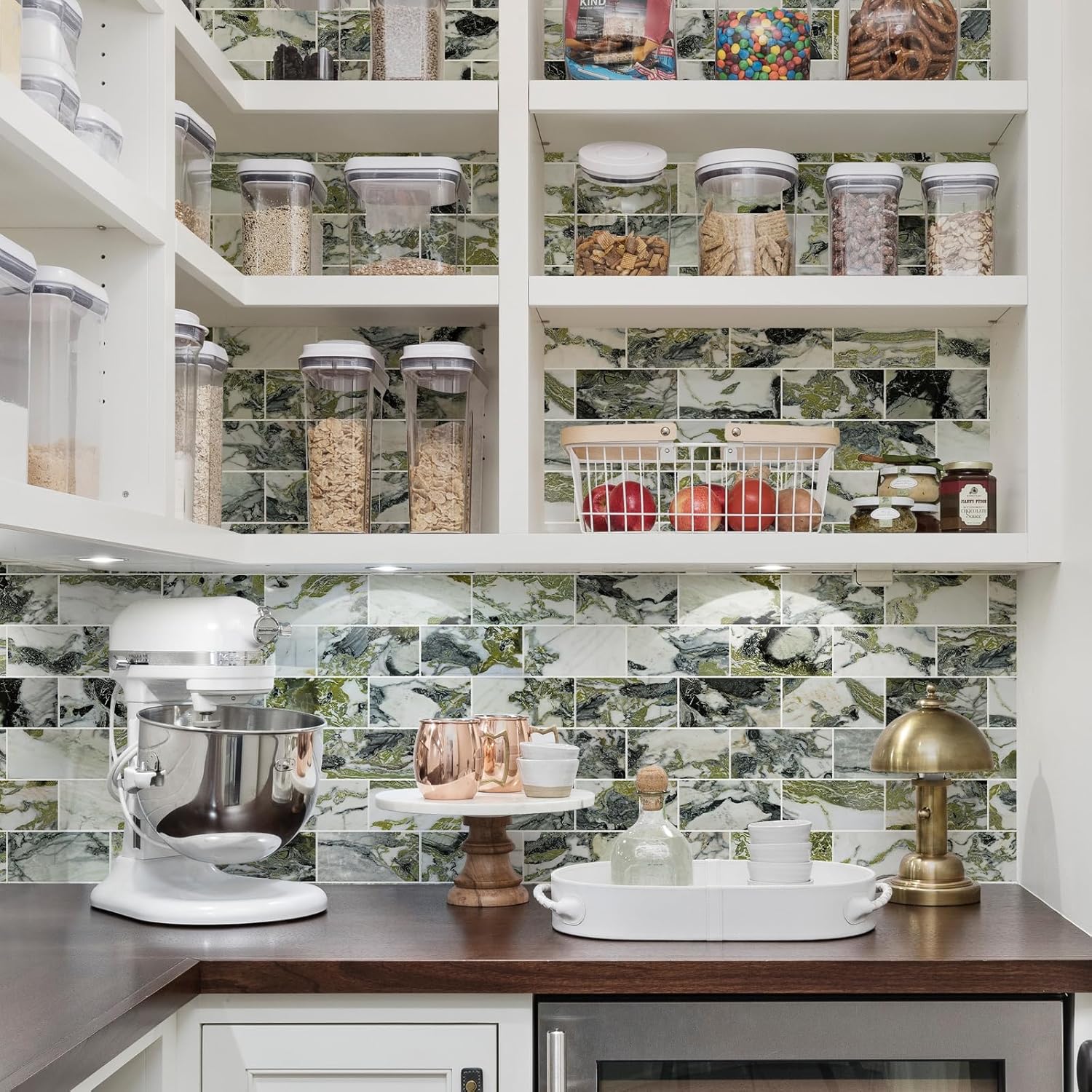 Vamos Tile 100-Pieces Peel and Stick Backsplash, 3" x 6" PVC Aluminium Wall Tile, Stick on Backsplash for Kitchen/Bathroom/Fireplace, Home Modern