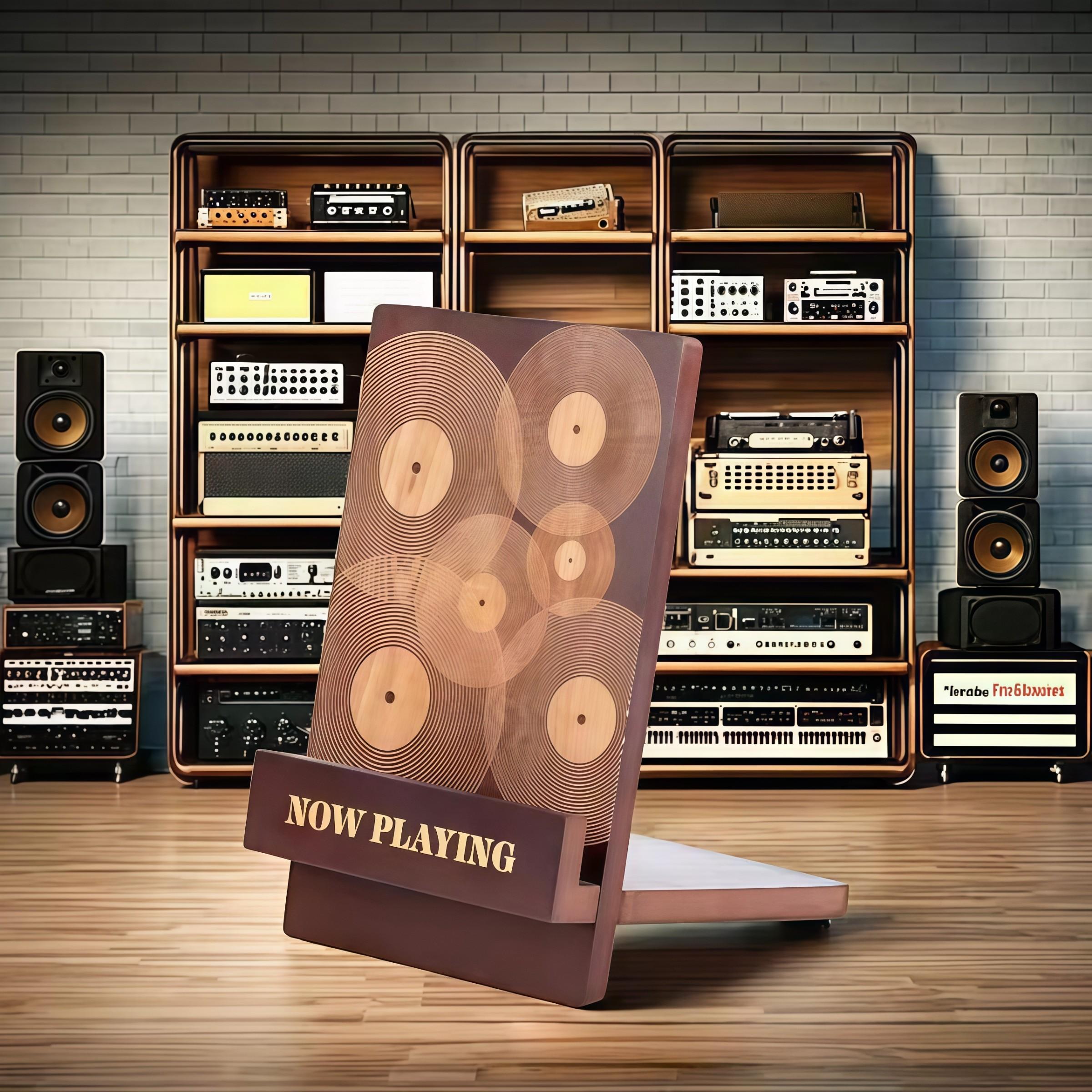 Wooden Vinyl Record Stand, Removable Solid Wood Multi-Functional CD Storage Rack, Tilted Design for Vinyl Records and Cds