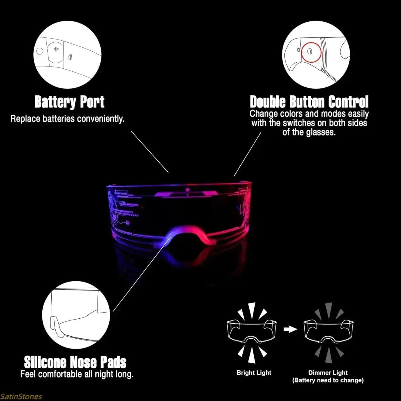 2026 LED Light-Up Sports Eyewear Accessories - Neon Glow Sunglasses, Comfortable Lightweight 1-Size, Futuristic Rave Cosplay Shades, Festival Gift for Adults, Club & Halloween 2026 LED Light-Up Sports Eyewear Accessories - Neon Glow Sunglasses, Comfortable Lightweight 1-Size, Futuristic Rave Cosplay Shades, Festival Gift for Adults, Club & Halloween