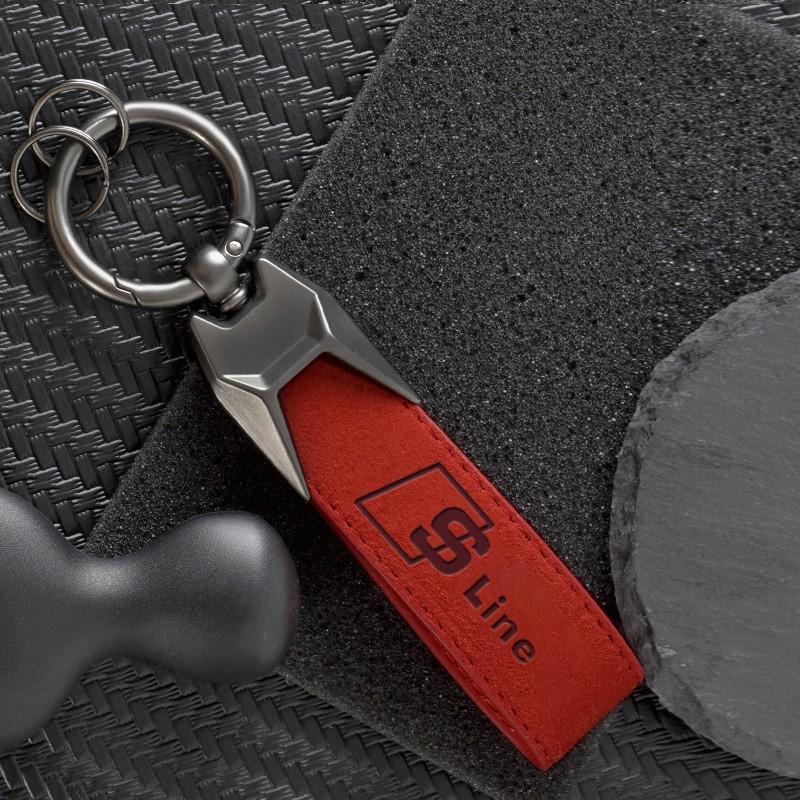Suede Leather Motorcycle Emblem Keychain, Auto Logo Keyring for Audi Sline A1-A8l & Tt Models, Perfect Gift for Friends
