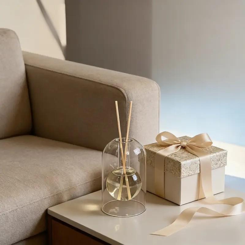 Clear Glass Aromatherapy Diffuser, 1 Count Portable Glass Diffuser Bottle, Modern Desktop Decorative Aromatherapy Scent Diffuser Bottle, Non-Electric Home Fragrance Oil Diffuser for Bathroom, Living Room, Hotel