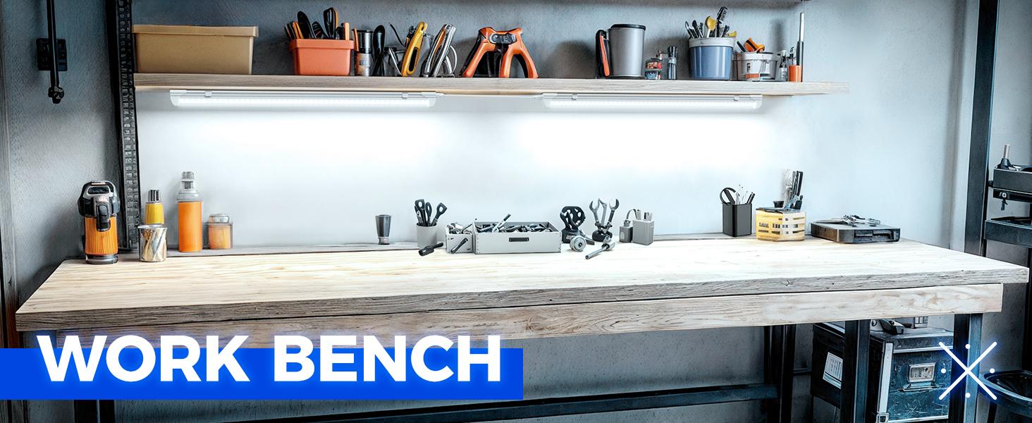 Barrina T8 2FT LED Shop Light, 3000LM, 20W, for Garage, Workbench, Cabinet, Workshop, Room, Linkable, 6500K, 4 Packs