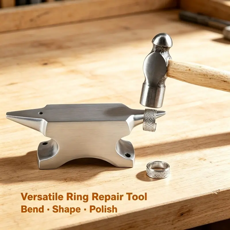 Stainless steel horn anvil block, rust-proof and wear-resistant jewelry processing mat, for DIY gold, silver and copper wire bending and hammering, ring straightening, earring and bracelet shaping, can be fixed to the workbench.