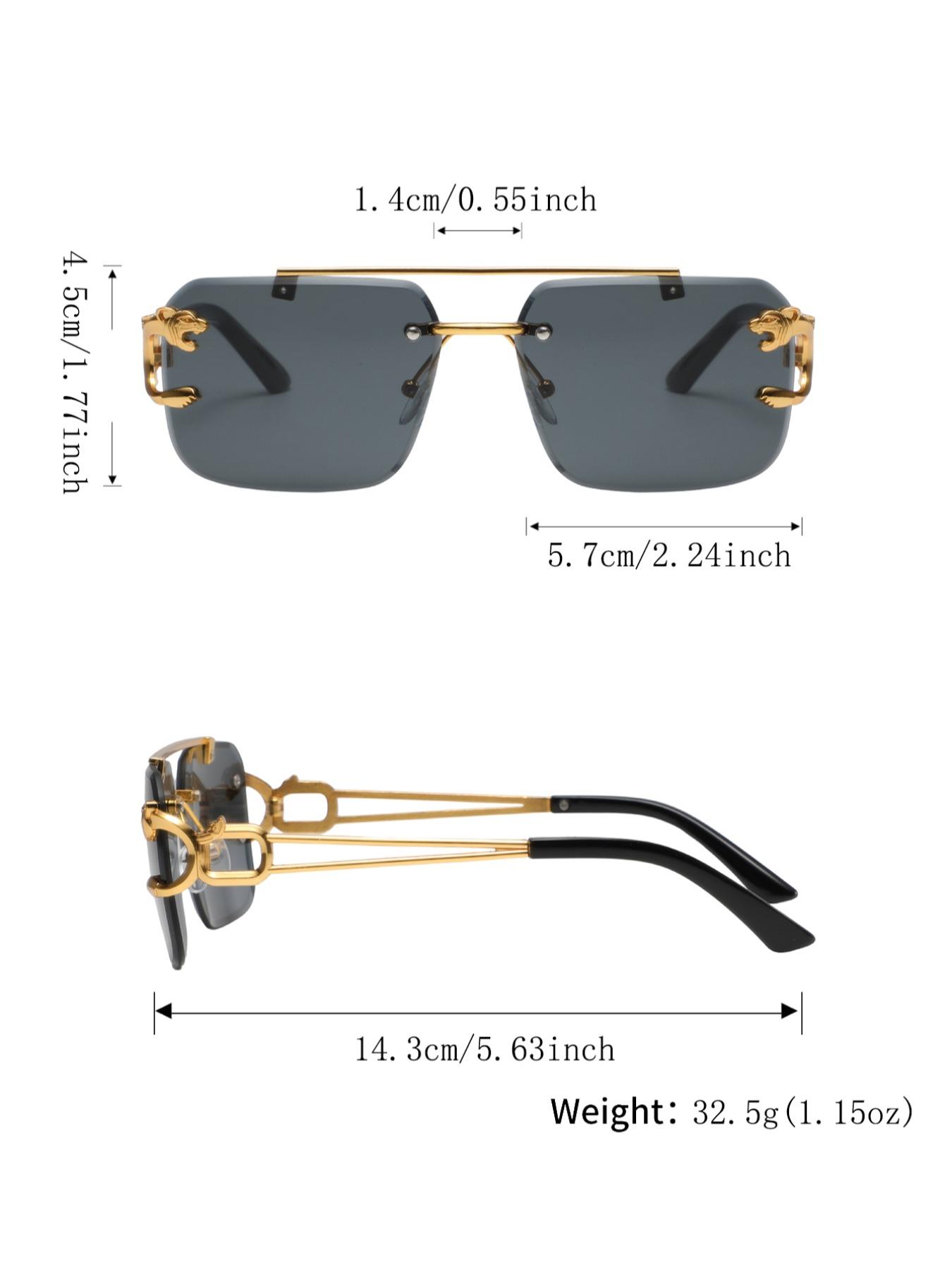 Women's New Frameless Leopard Head Decorative Glasses, Vintage Fashion Eyewear, Perfect Gift for Halloween Christmas Easter Valentine's Day, Rimless Shades