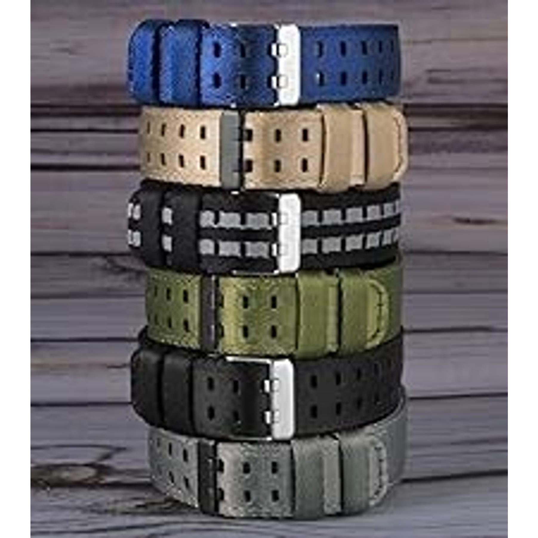 22mm Braided Nylon Watch Band for Men & Women, Quick Release, Black Stainless Steel Buckle - BlackGift