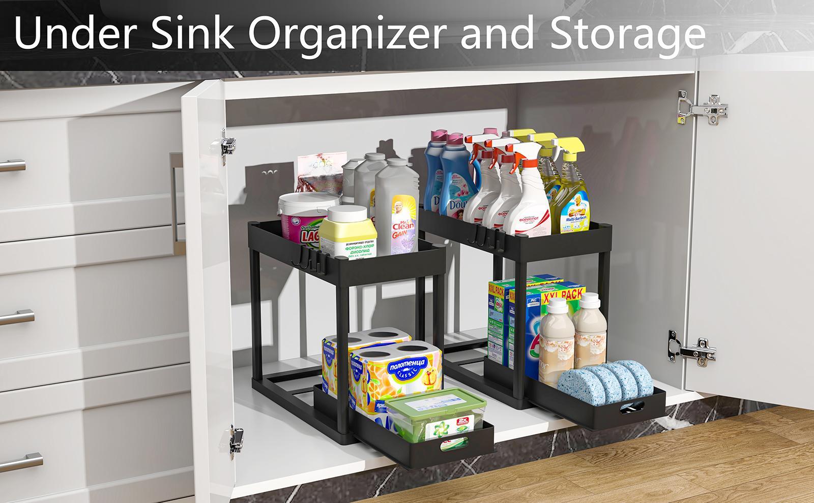 Multi-Purpose Pull-Out Storage Organizers, Under Sink/Cabinet Organizers and Storage for Bathroom & Kitchen