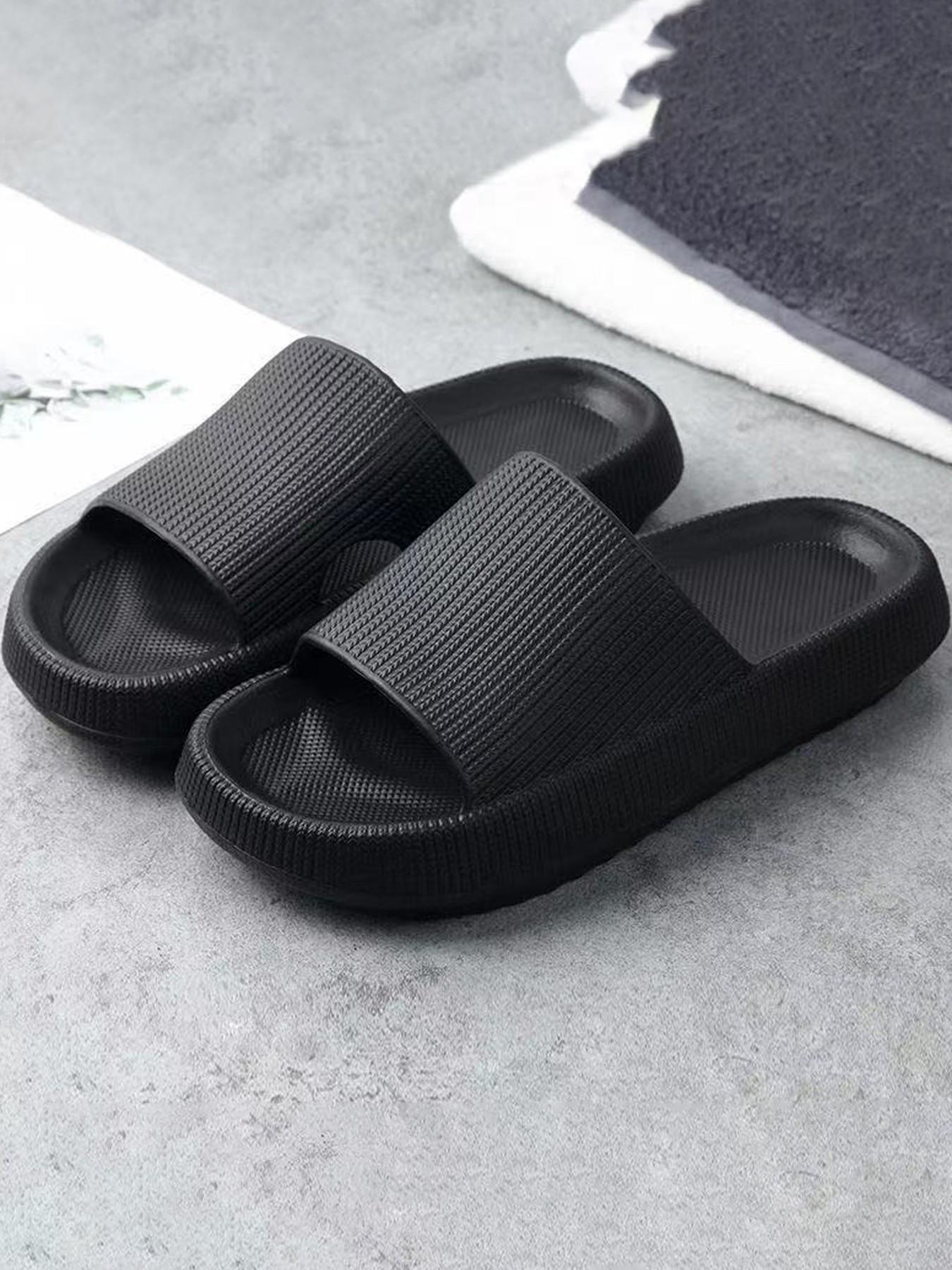 Unisex Striped Slippers, Summer New Minimalist Classic Home Slippers, Casual Daily Wear, Thick Sole Breathable Soft Comfort
