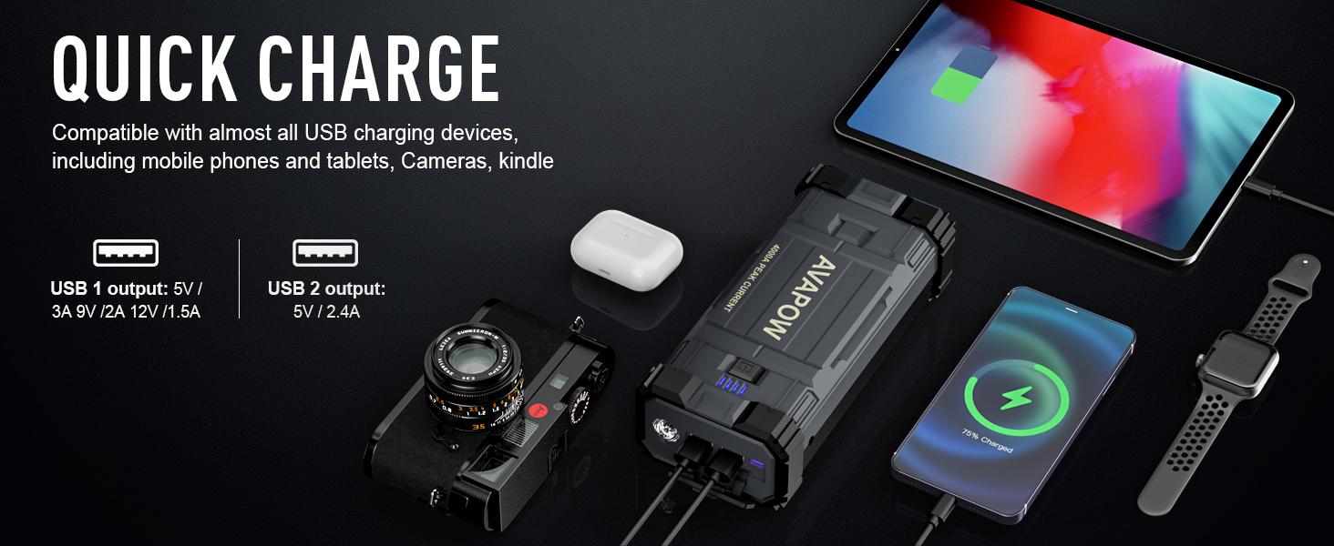 AVAPOW 4000A Car Jump Starter,Power Battery Jump Starter(for All Gas or Up to 10L Diesel), Portable Booster Power Pack,12V Auto Jump Box, LED Light,Auto