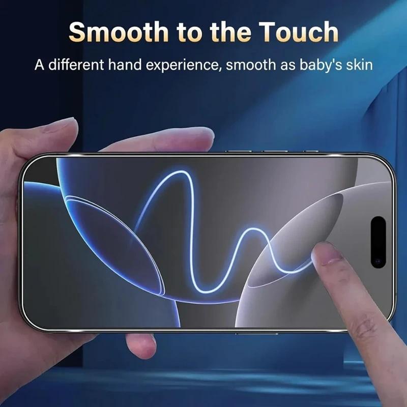 4 pcs Matte Tempered Glass Screen Protector For iPhone 17 Pro Max/16 Pro Max/17 Air/17/16/16e/15/14/13/12/11/X/XR/XS Max/Plus/Mini Tempered Glass Film, Anti-Fingerprint, Ultra HD, Anti-scratch, Case Friendly, Full Coverage, Accessories