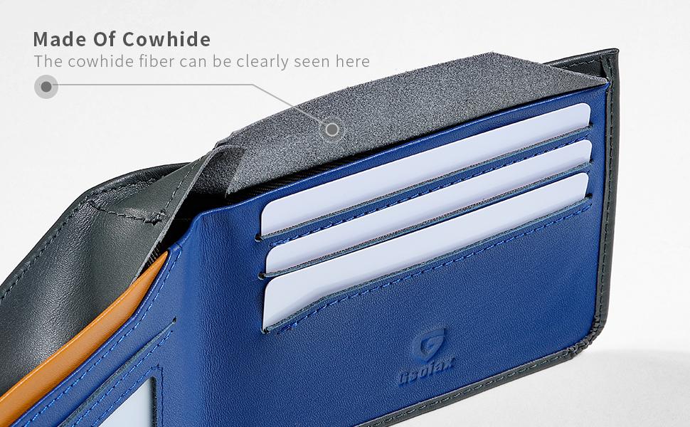 GSOIAX Bi-fold Men's Ultra-thin Cowhide Wallet RFID Blocking with Gift Box