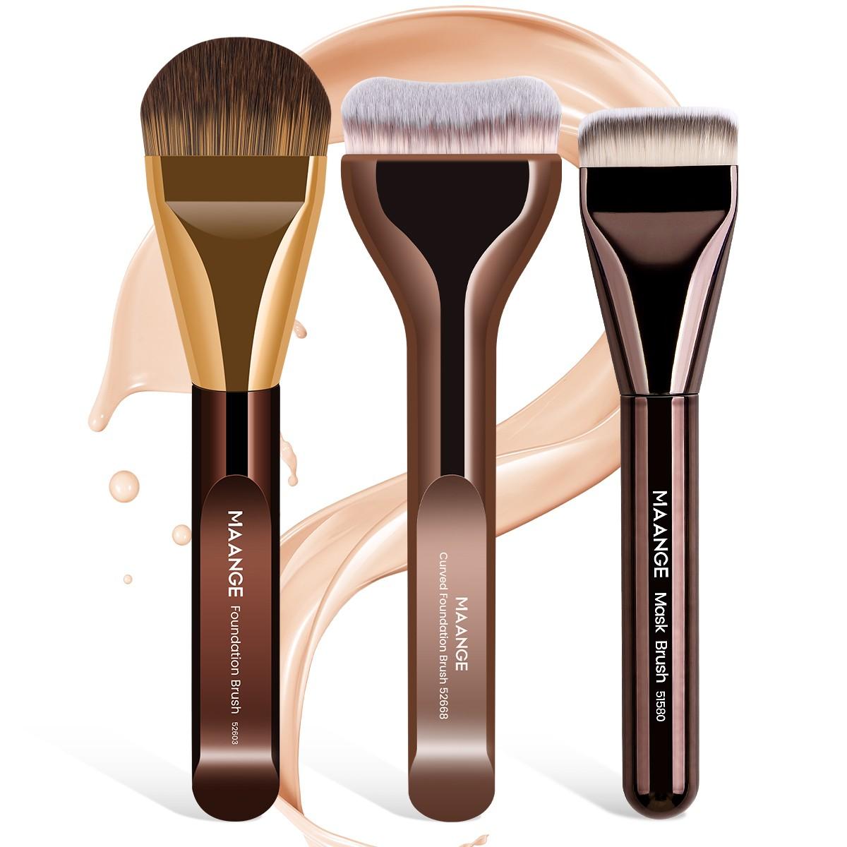 Maange 3-Piece Makeup Brush Set, Foundation Brushes, Professional Cosmetic Tools, Essential Beauty Essentials, Perfect for Daily Use
