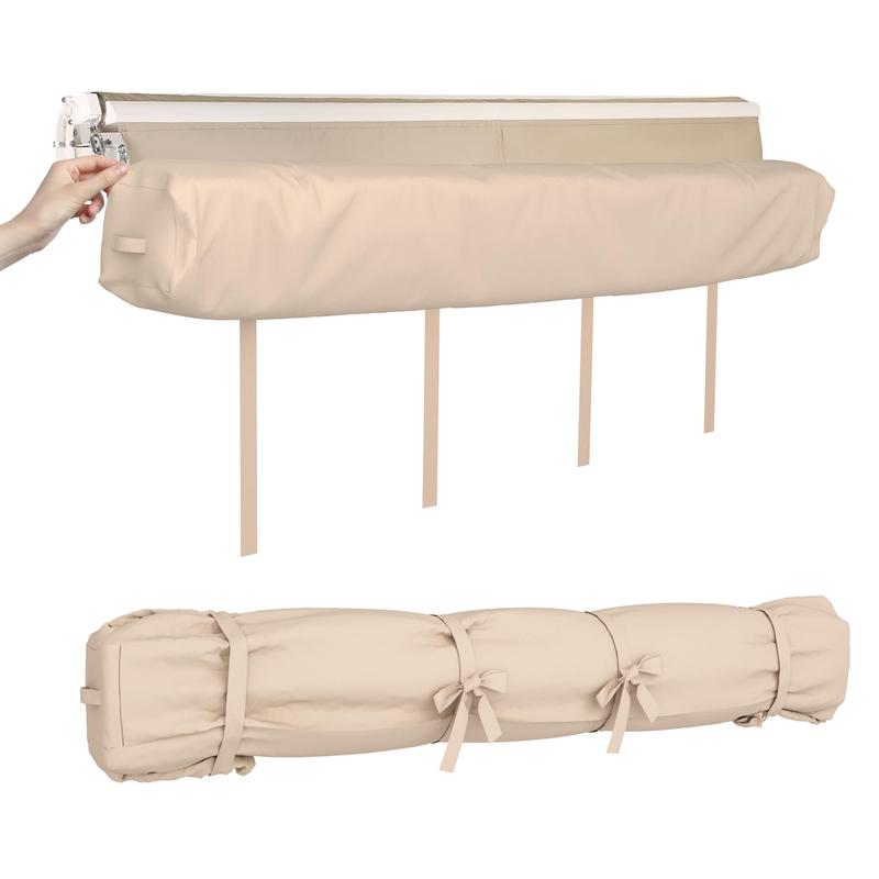 Manual Retractable Awning Water-Resistan Lounge Polyester Cover with Crank Handle, Outdoor for Patio Deck, Home, Backyard, Balcony Aesthetic Canopy Shade Sunshade Canopy