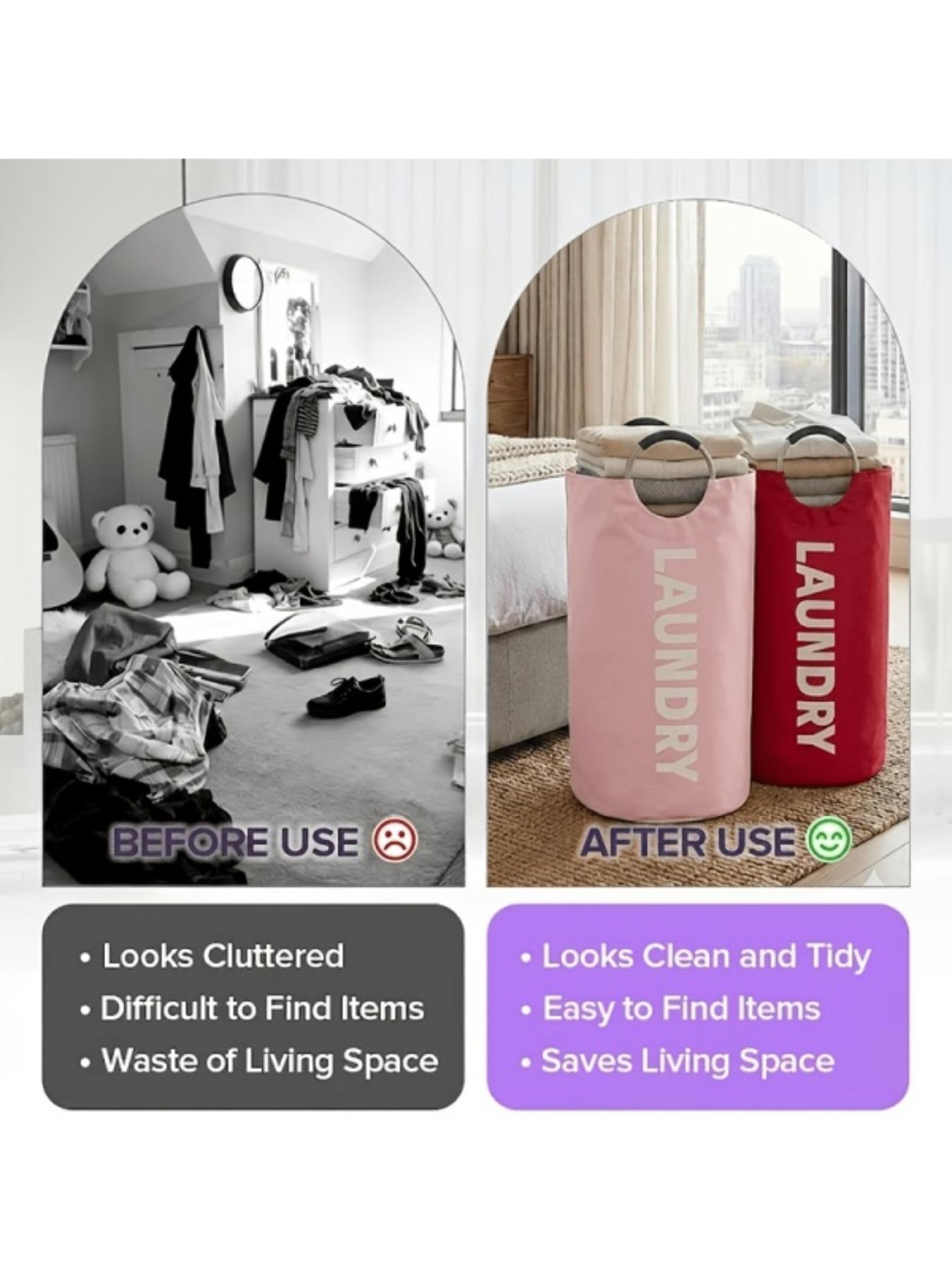 Large Capacity Laundry Basket Set, Oxford Fabric Foldable Bag, Ideal Home Dirty Clothes Hamper & Clothing Organizer