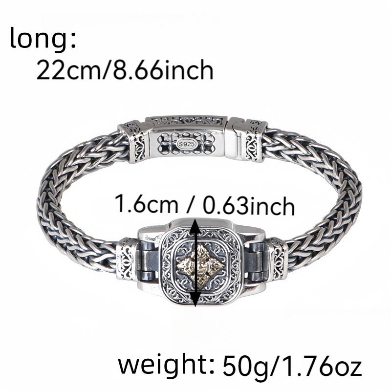 Full Silver s925 Bracelet Sterling Silver bracelet Men's bracelet can be worn open send boyfriend send dad birthday gift Silver weight 50g / 1.76oz