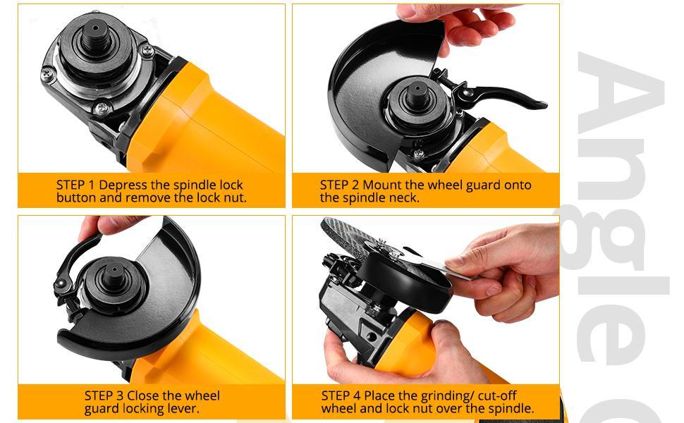 DEKO 110V Angle Grinder, 12,000 RPM, 7.5A, Ideal for Sanding, Grinding, Cutting, Professional Electric Tool. Portable Handle Heavy Duty Industrial