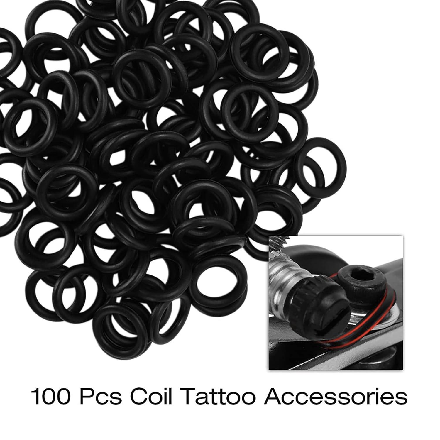 409pcs Tattoo Machine Accessories Set, Includes 100 Colorful Tattoo Bands, 100 Tattoo Rings, 100 Tattoo Decorations