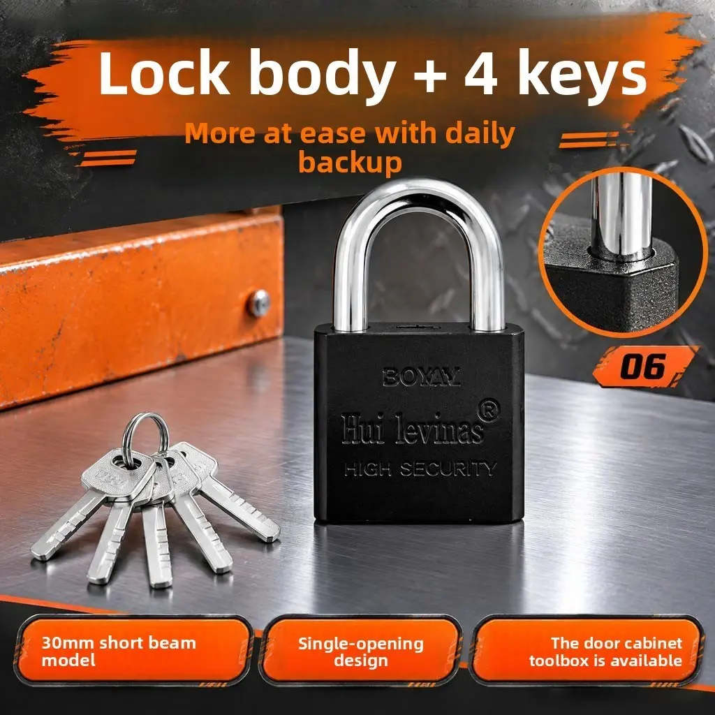 High Security Lock for Storage Cabinets and Garages, Includes 4 Keys, Anti-Theft Stainless Steel Padlock, Universal Cabinet Lock