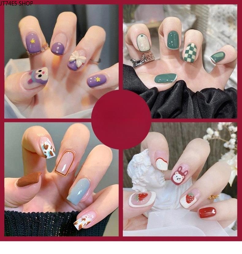 Square Press On Nails, European Medium Long French White Tip Pink False Nail Tips Fashion Finished Nail Art Nail Art Products Press Ons Nail