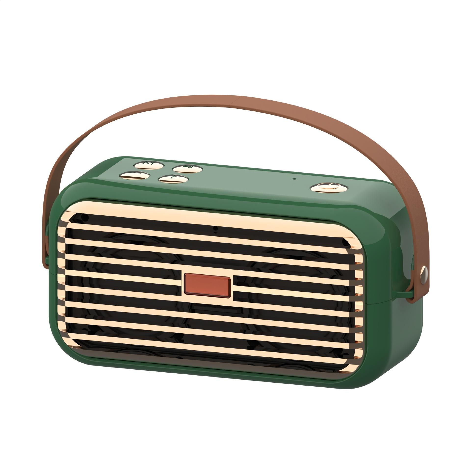 Retro plug-in wireless smart speaker with dual speakers, subwoofer, portable outdoor Bluetooth speaker